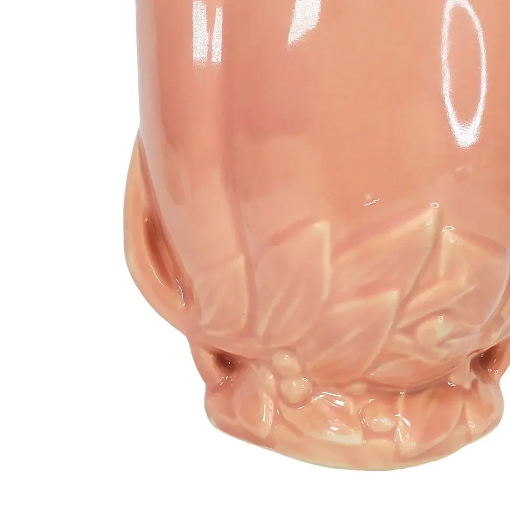 McCoy Pottery Vase Leaves and Berries Pink 7.25